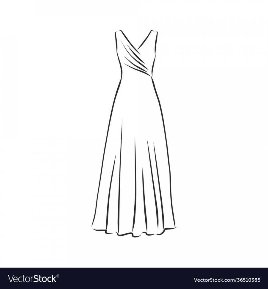 Womens dresses hand drawn black outline drawing Vector Image