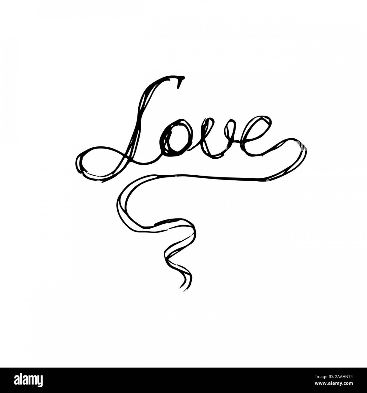 Word Love. Hand drawing sketch for Valentine