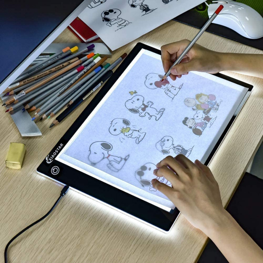 Xiaostar LED light pad A, brightness dimmable, copy board light box with  UBS cable for students learning drawing, animation, painting