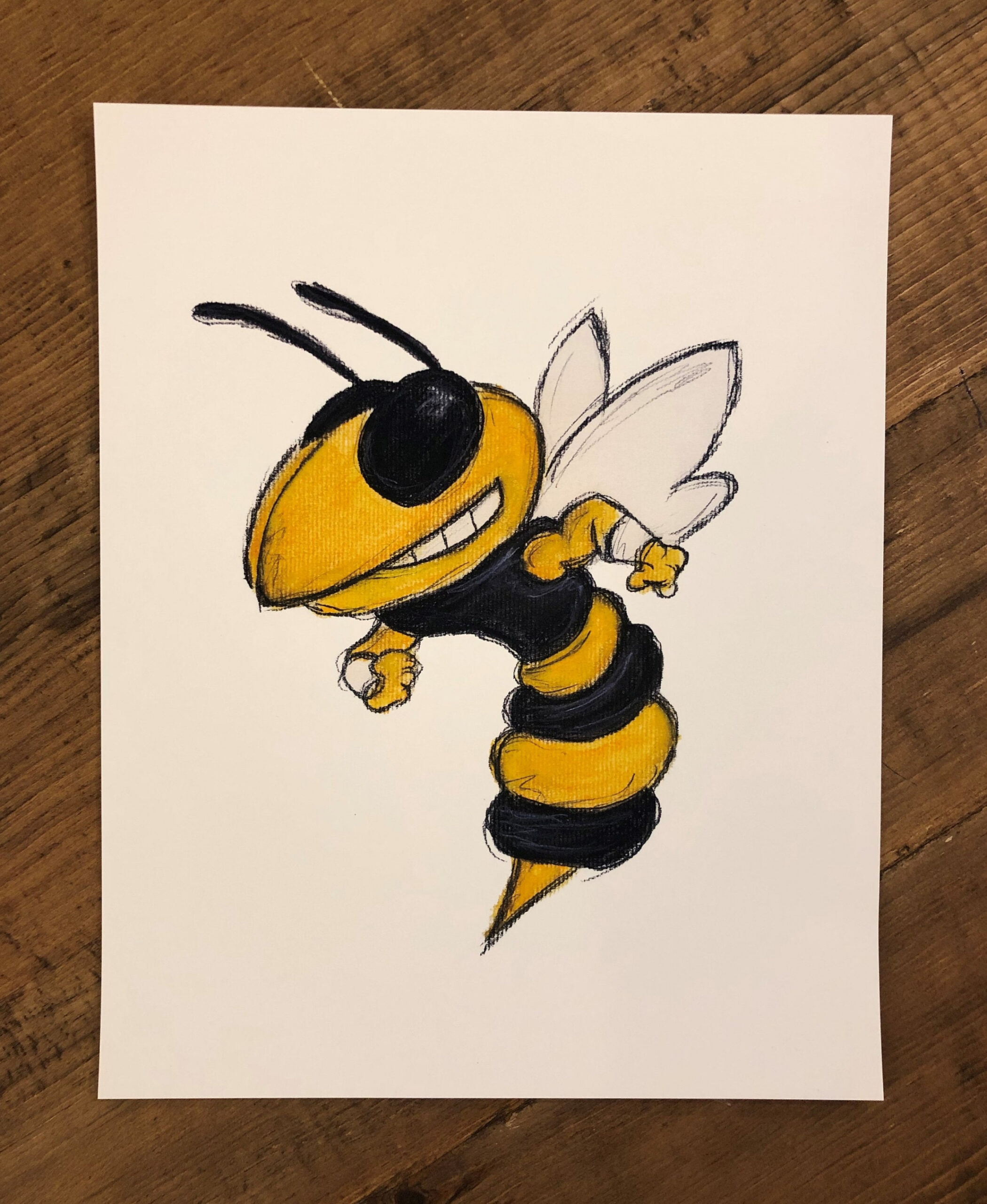 Yellow Jacket Original Charcoal and Pastel Drawing Print - Etsy UK