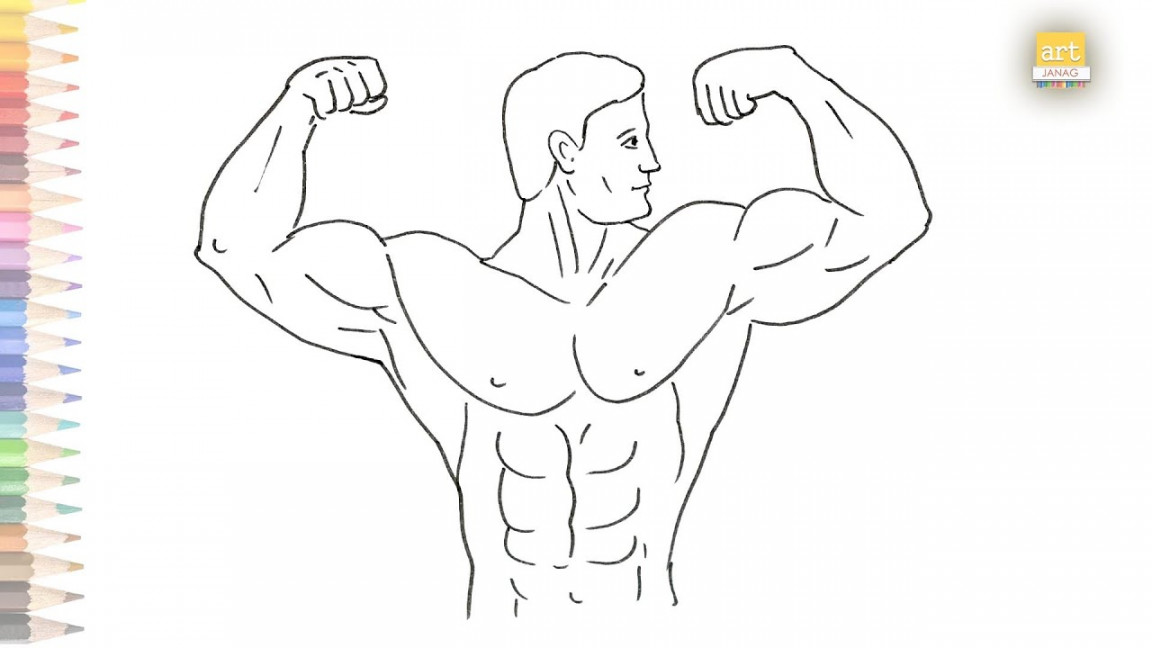 Young Bodybuilder drawing easy  How to human muscles / bodybuilder drawing  step by step  art janag