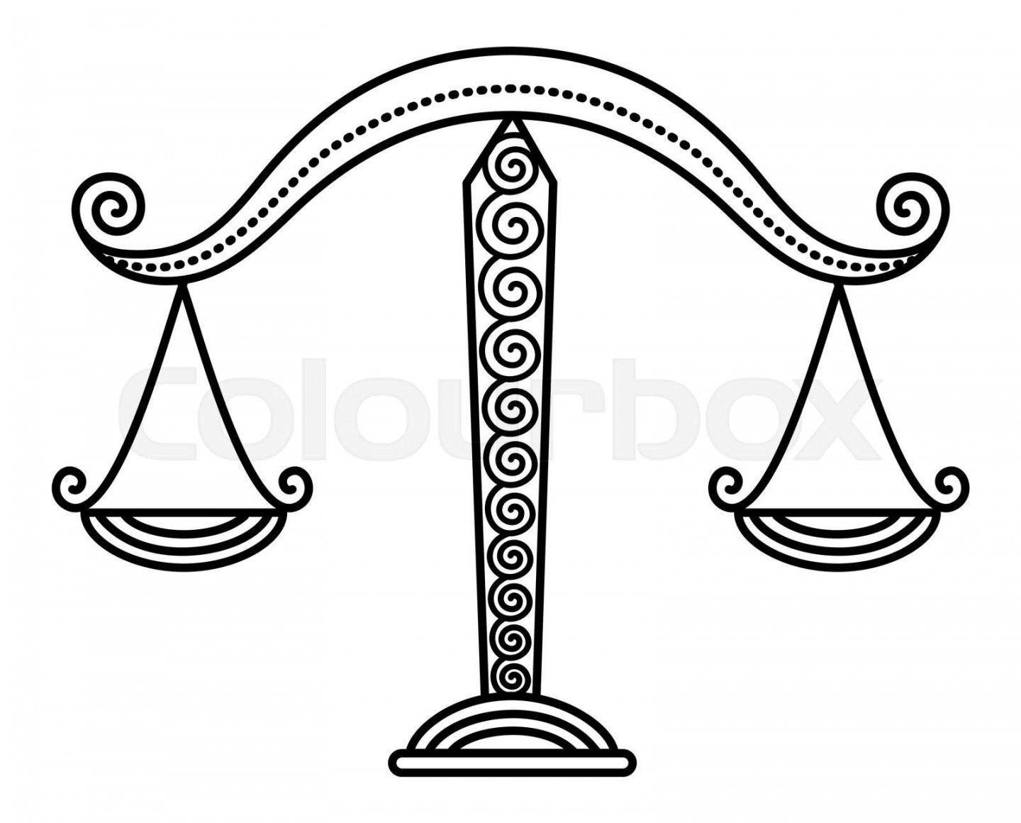 Zodiac Libra Sign, Balance Scales, Outline Drawing  Stock vector