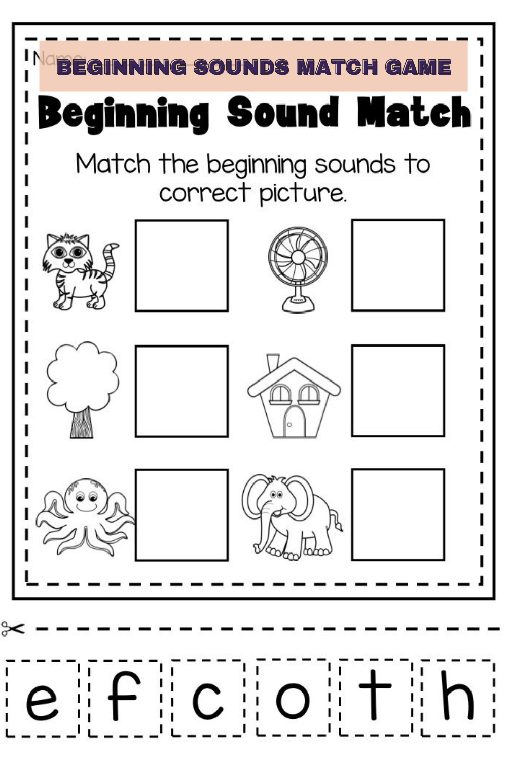 10+ Beginning Sound Match Printable