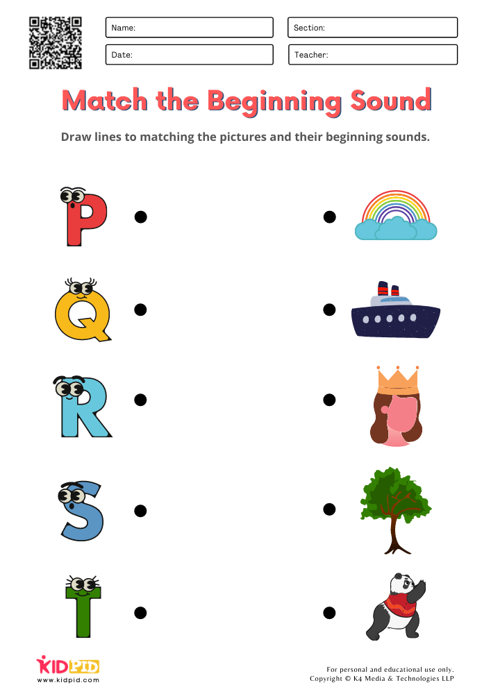 16+ Beginning Sound Match Printable