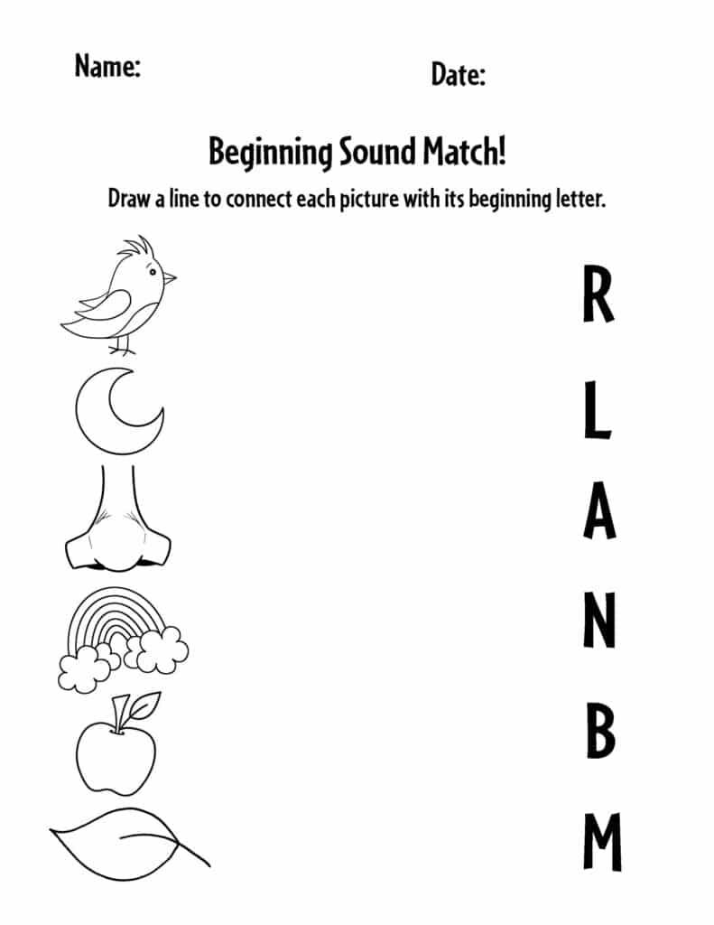 35+ Beginning Sound Match Printable