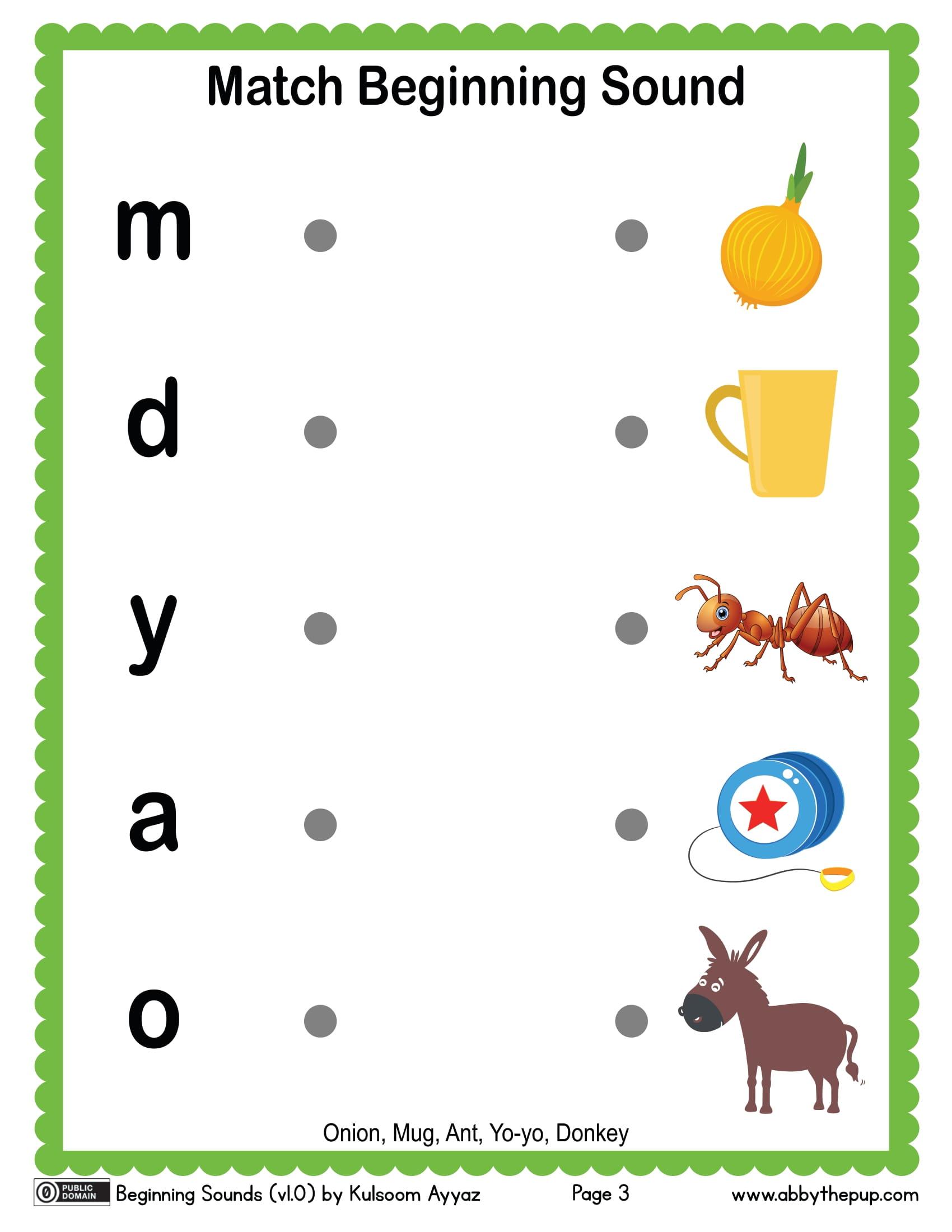 38+ Beginning Sound Match Printable