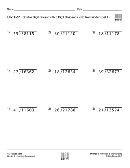 4-Digit Division Without Remainders Worksheets 13