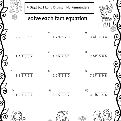 4-Digit Division Without Remainders Worksheets 22