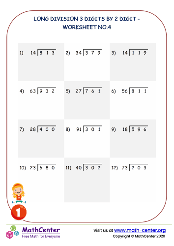 4-Digit Division Without Remainders Worksheets 23