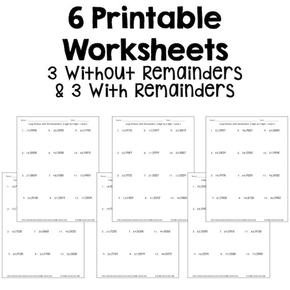 4-Digit Division Without Remainders Worksheets 27