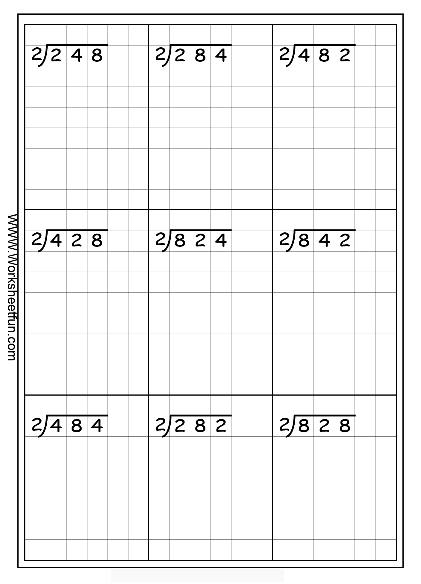 4-Digit Division Without Remainders Worksheets 28