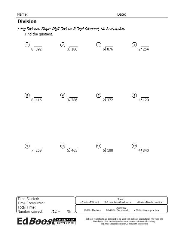 4-Digit Division Without Remainders Worksheets 33