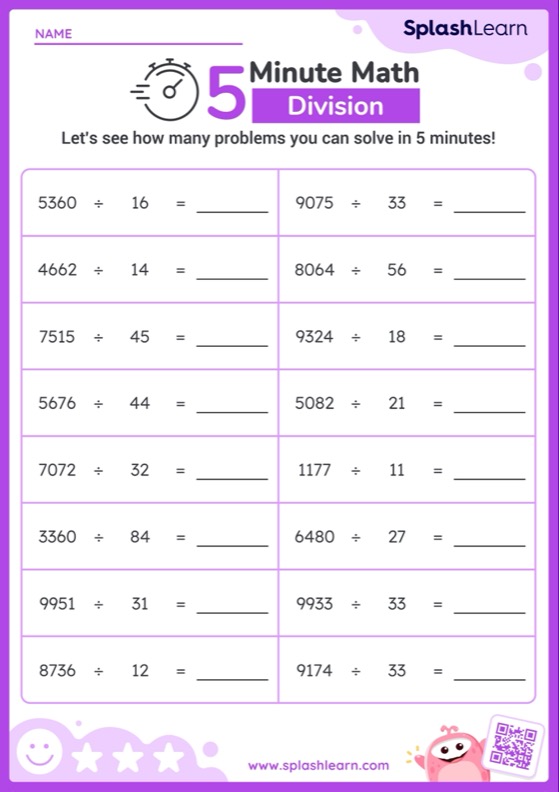 4-Digit Division Without Remainders Worksheets 41