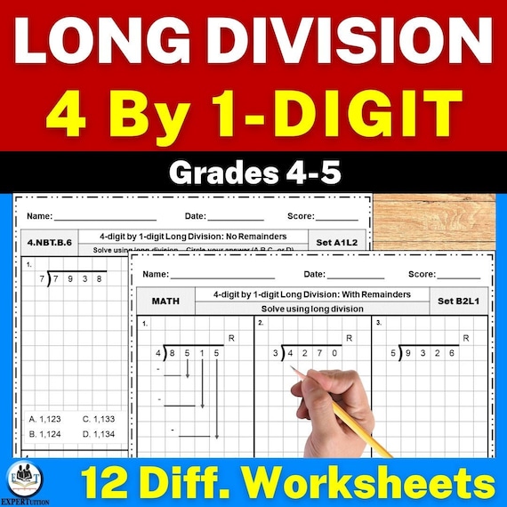 4-Digit Division Without Remainders Worksheets 48