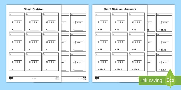 4-Digit Division Without Remainders Worksheets 53