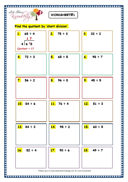 4-Digit Division Without Remainders Worksheets 59