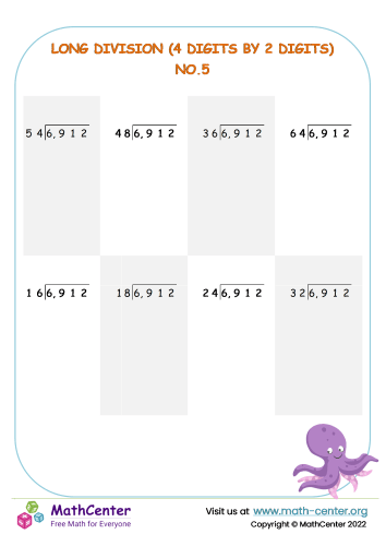 4-Digit Division Without Remainders Worksheets 61