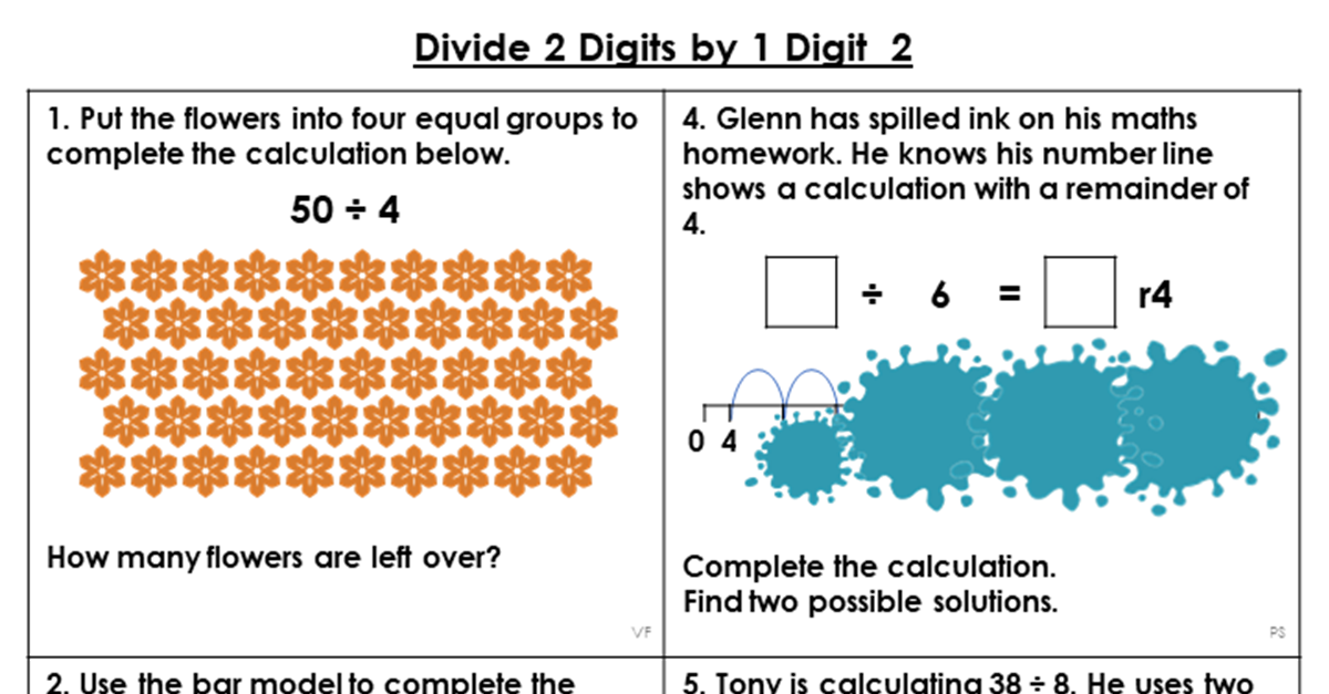 4-Digit Division Without Remainders Worksheets 67