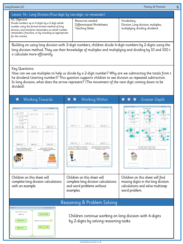 4-Digit Division Without Remainders Worksheets 69