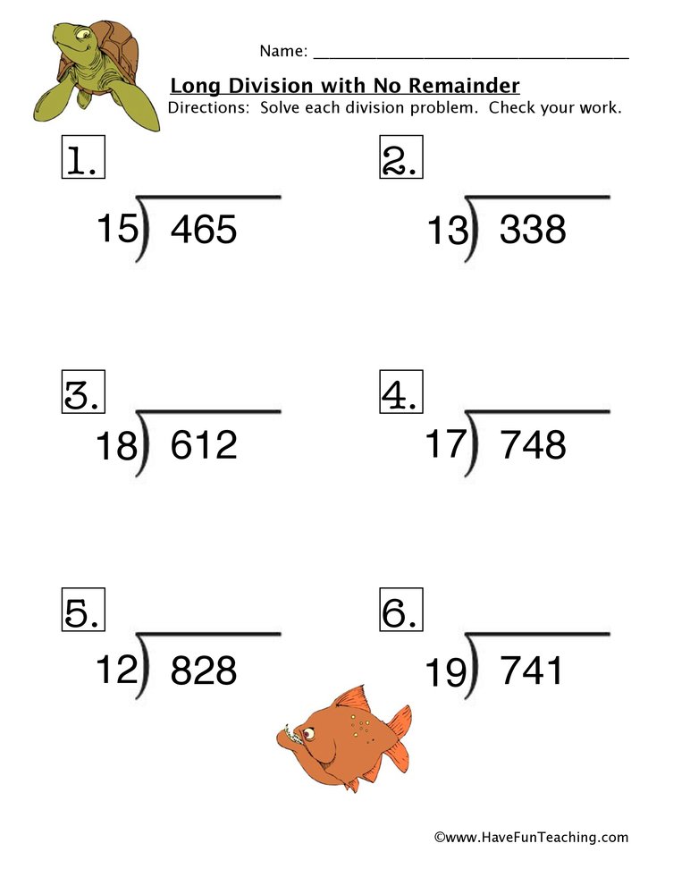 4-Digit Division Without Remainders Worksheets 72