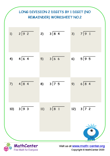 4-Digit Division Without Remainders Worksheets 83