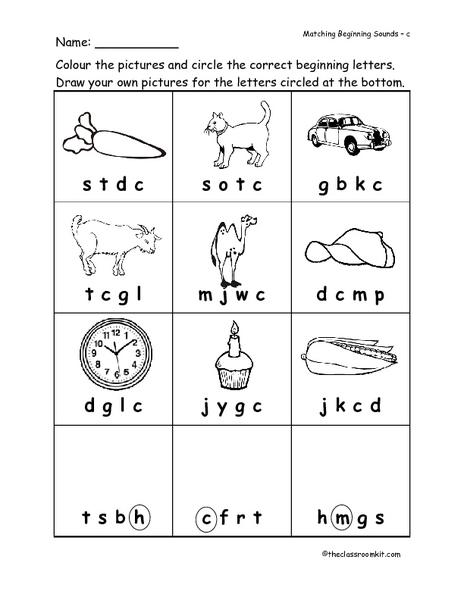 48+ Beginning Sound Match Printable