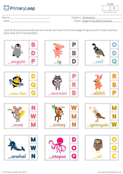 5+ Beginning Sound M Worksheet