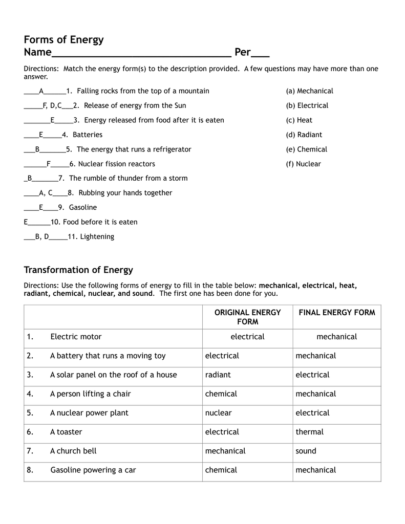 50 Fresh Energy Flow Worksheet Answers 42