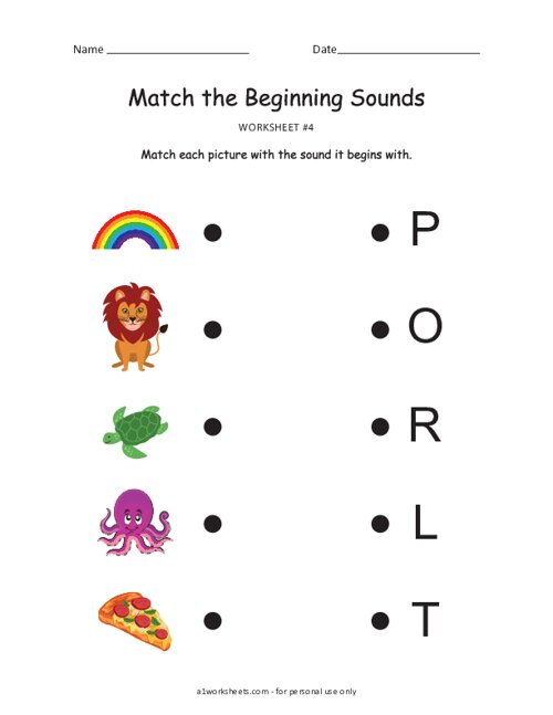 53+ Beginning Sound Match Printable