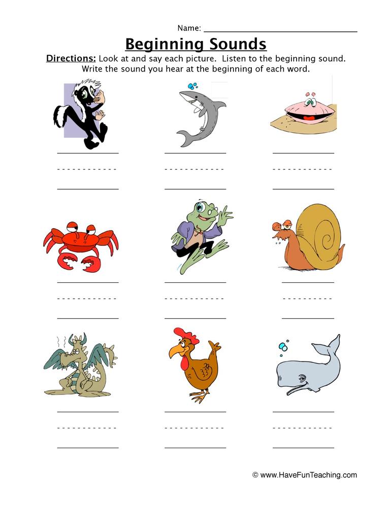 55+ Write the Beginning Sound Worksheets