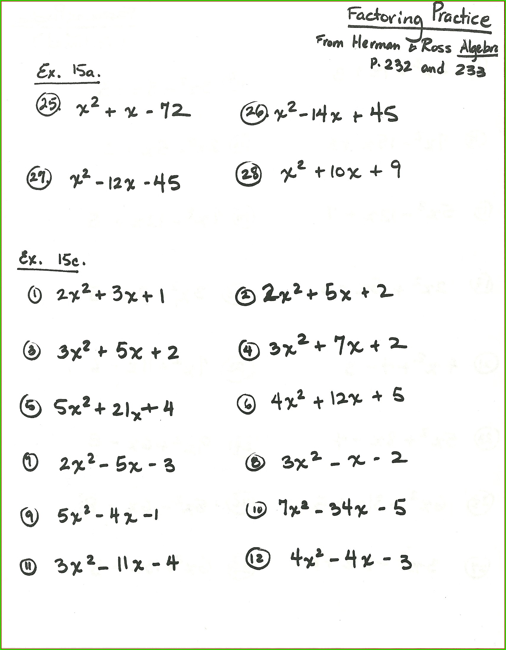 56+ Simple Factoring Linear Expressions Worksheet 3