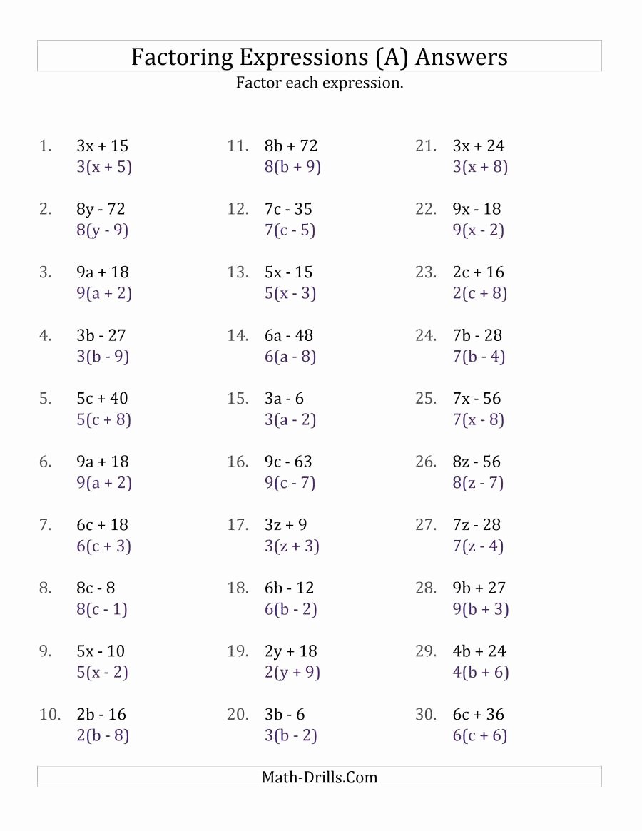 56+ Simple Factoring Linear Expressions Worksheet 34