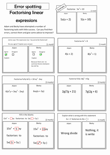 56+ Simple Factoring Linear Expressions Worksheet 62