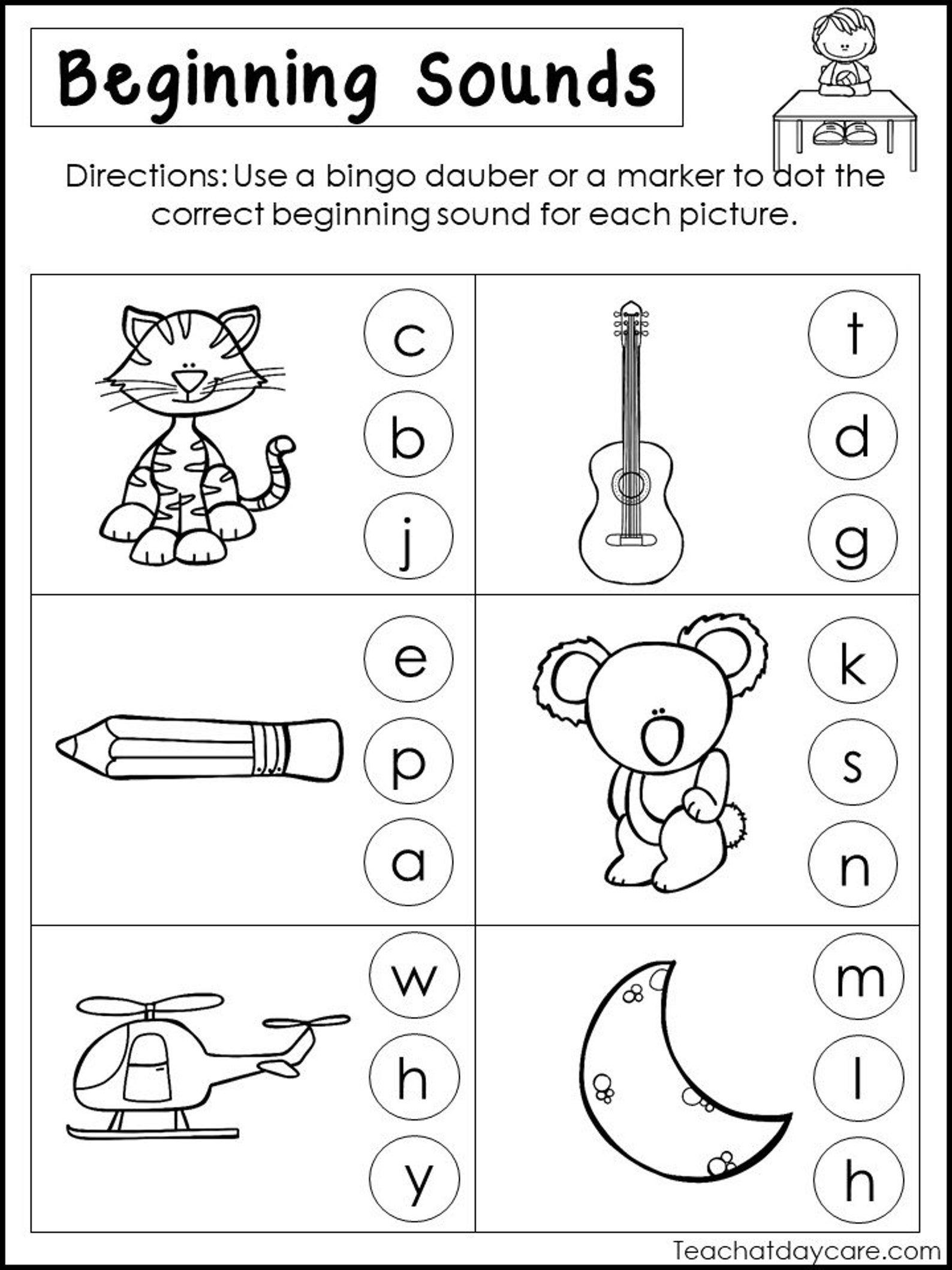 6+ Write the Beginning Sound Worksheets