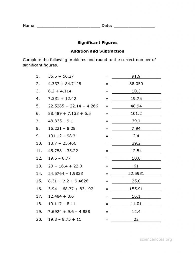 60+ New Chemistry Worksheet Significant Figures 10