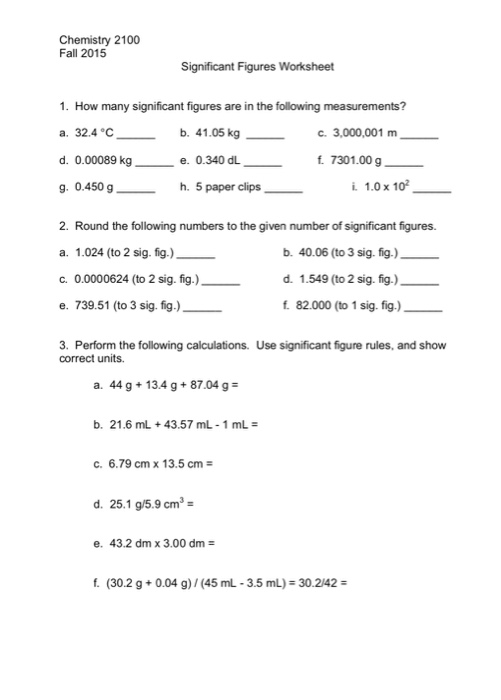 60+ New Chemistry Worksheet Significant Figures 13