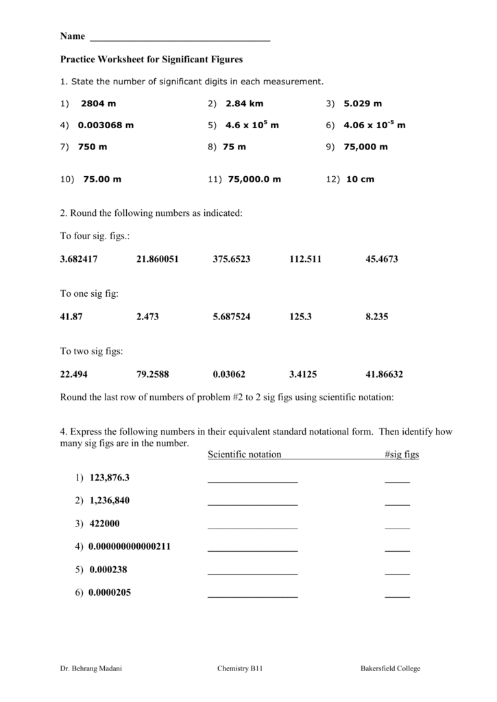 60+ New Chemistry Worksheet Significant Figures 22