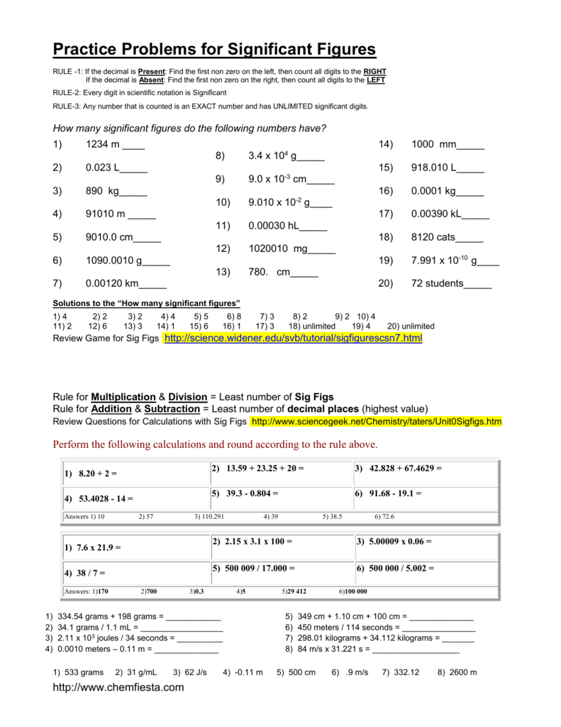 60+ New Chemistry Worksheet Significant Figures 45