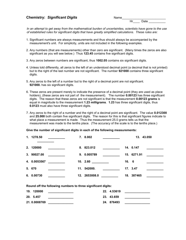 60+ New Chemistry Worksheet Significant Figures 51