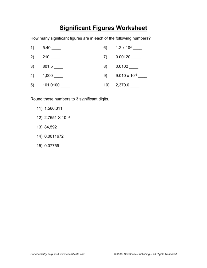 60+ New Chemistry Worksheet Significant Figures 57