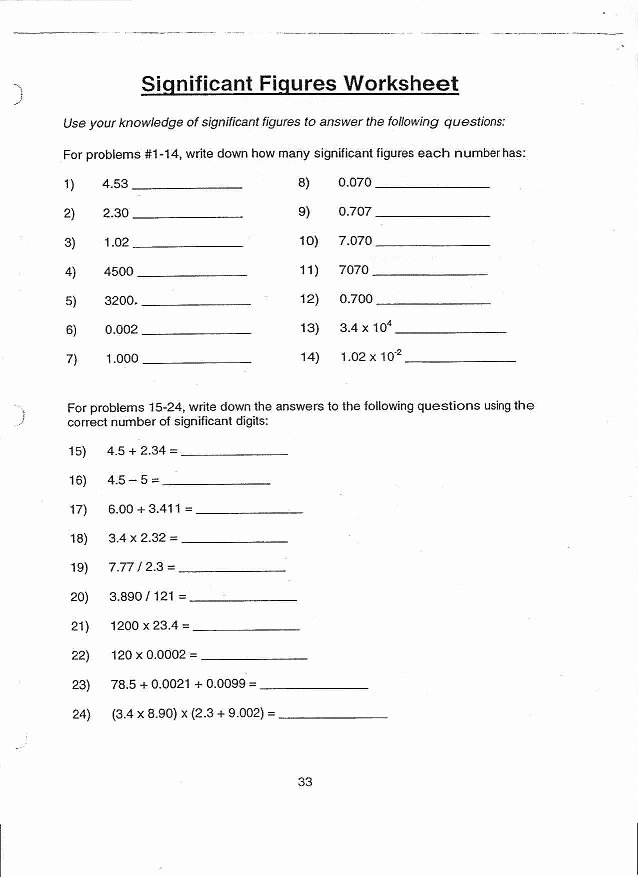 60+ New Chemistry Worksheet Significant Figures 63