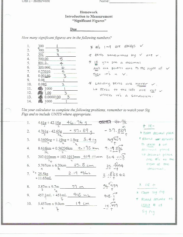 60+ New Chemistry Worksheet Significant Figures 9