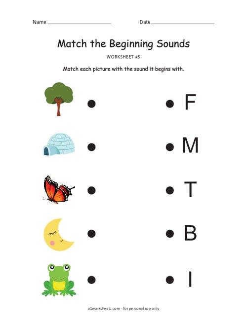 62+ Beginning Sound Match Printable