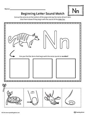 65+ Beginning Sound Match Printable