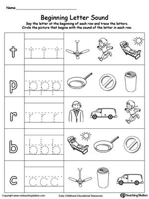 75+ Beginning Sound Match Printable