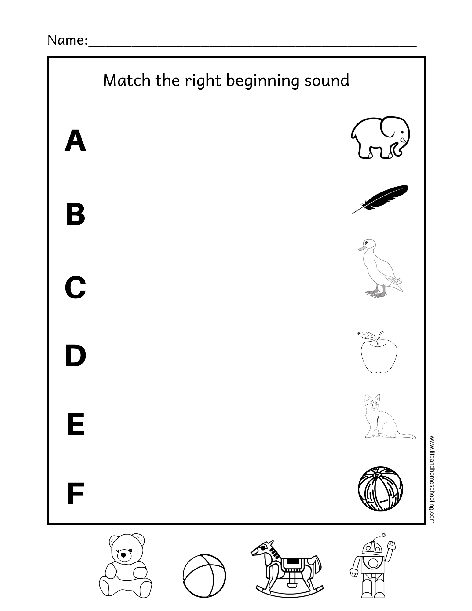 8+ Beginning Sound Match Printable