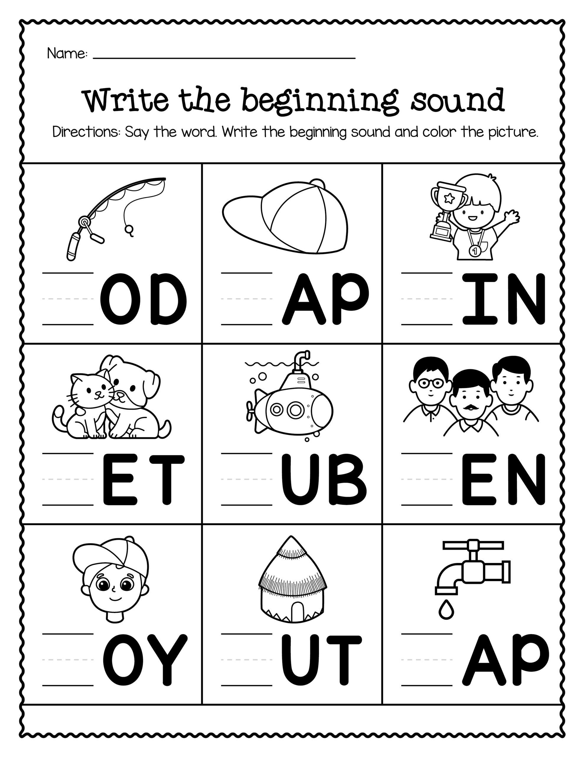 8+ Write the Beginning Sound Worksheets