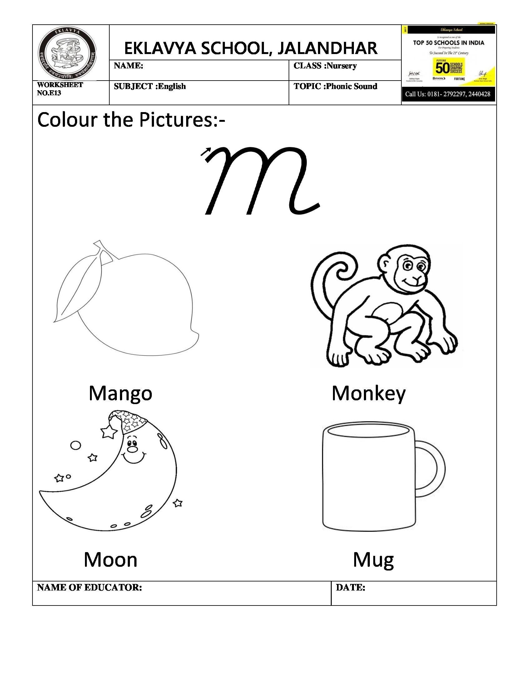 9+ Beginning Sound M Worksheet