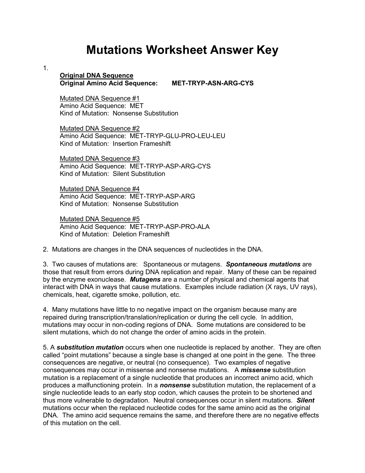 Amoeba Sisters Mutations Worksheet 50