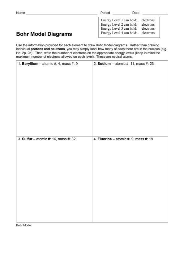 Best 77+ Bohr Model Diagram Worksheet Answers 41